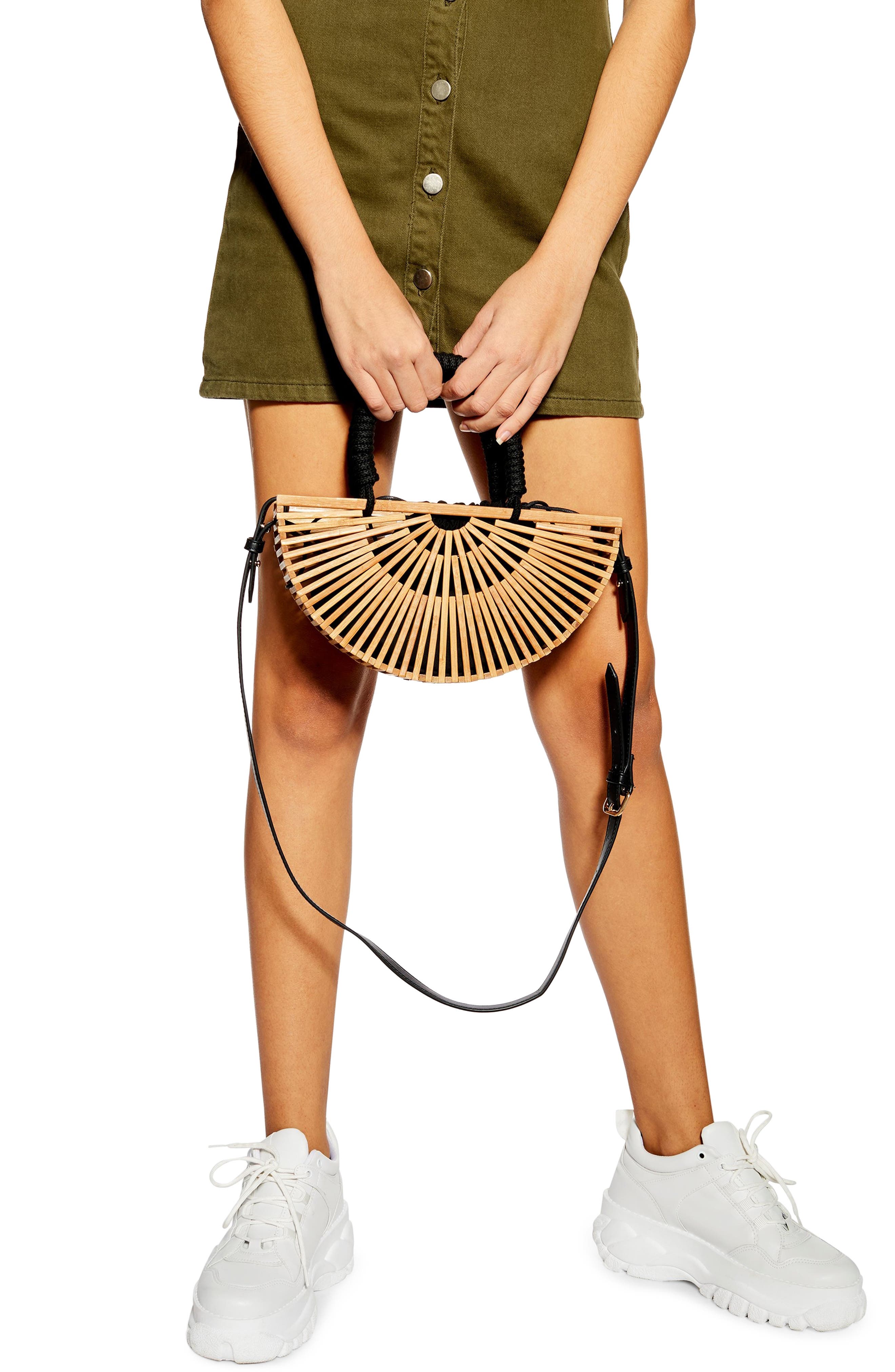 Topshop Crete Wooden Grab Bag, Alternate, color, 