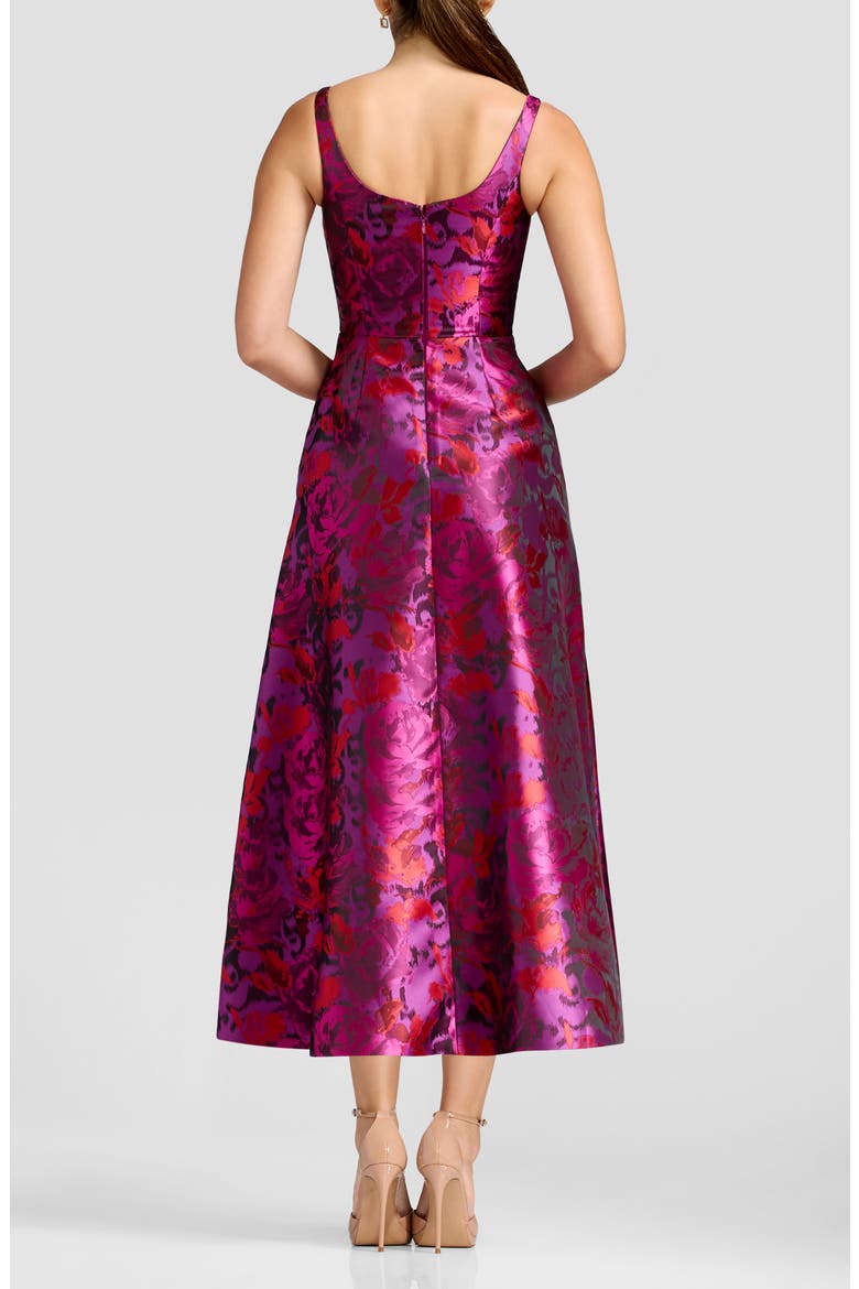 Vanna Floral Cocktail Midi Dress, Alternate, color, BRIGHT FUCHSIA MULTI