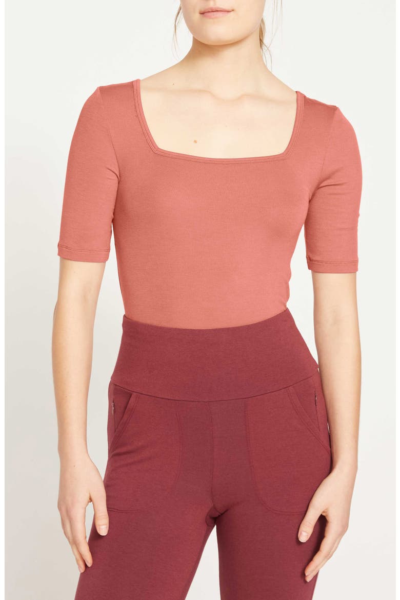 Foundation Short Sleeve Top, Main, color, TERRACOTTA RED