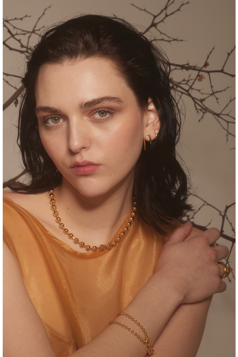 Selene Ball Chain Necklace, Alternate, color, GOLD/ PEACH