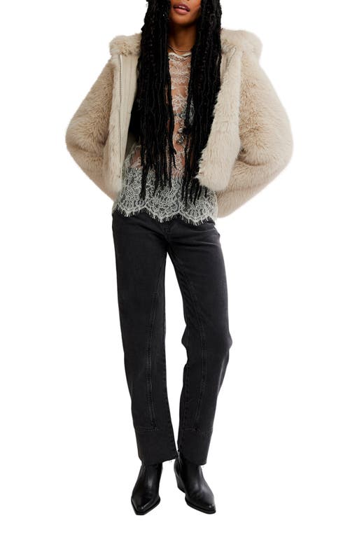 Free People Louder Please Hooded Faux Fur Jacket In Multi