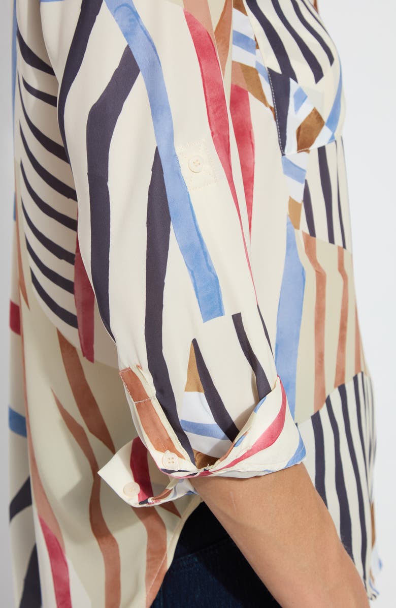Lysse Yesenia Stripe Utility Button-Up Shirt, Alternate, color, Stripe Art