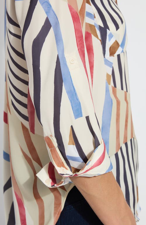 Lyssé Yesenia Roll Tab Utility Shirt In Stripe Art
