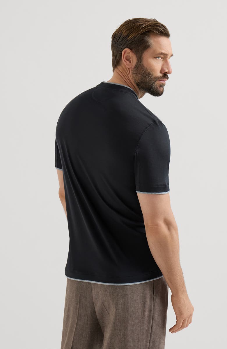 Brunello Cucinelli T-shirt with faux-layering, Alternate, color, Black