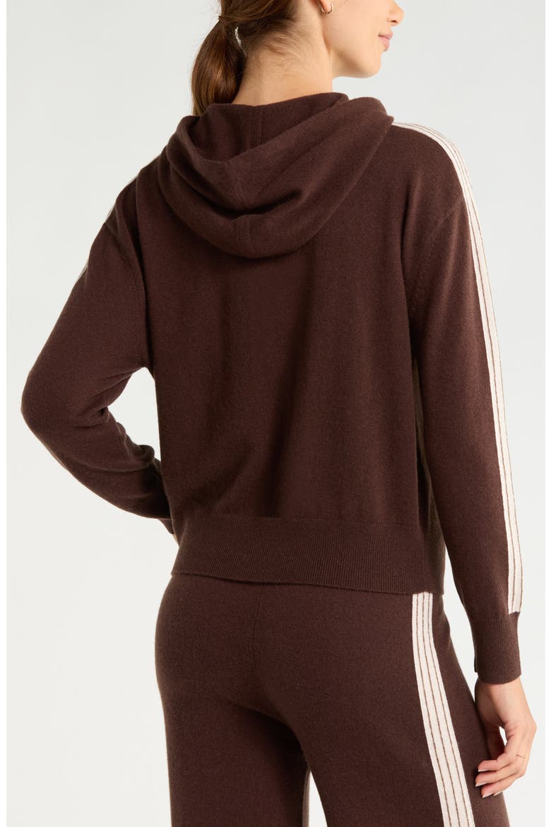 Wool & Cashmere Stripe Hoodie, Alternate, color, BROWN MOLE
