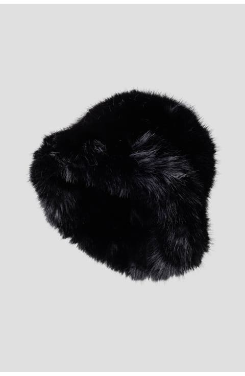 Faux Fur Solid Faux Fur Bucket Hat