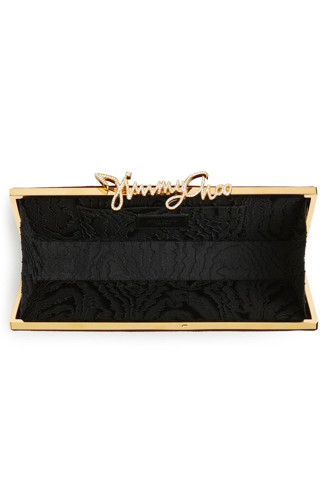 'Celeste' Logo Clasp Suede Clutch, Alternate, color, BORDEAUX
