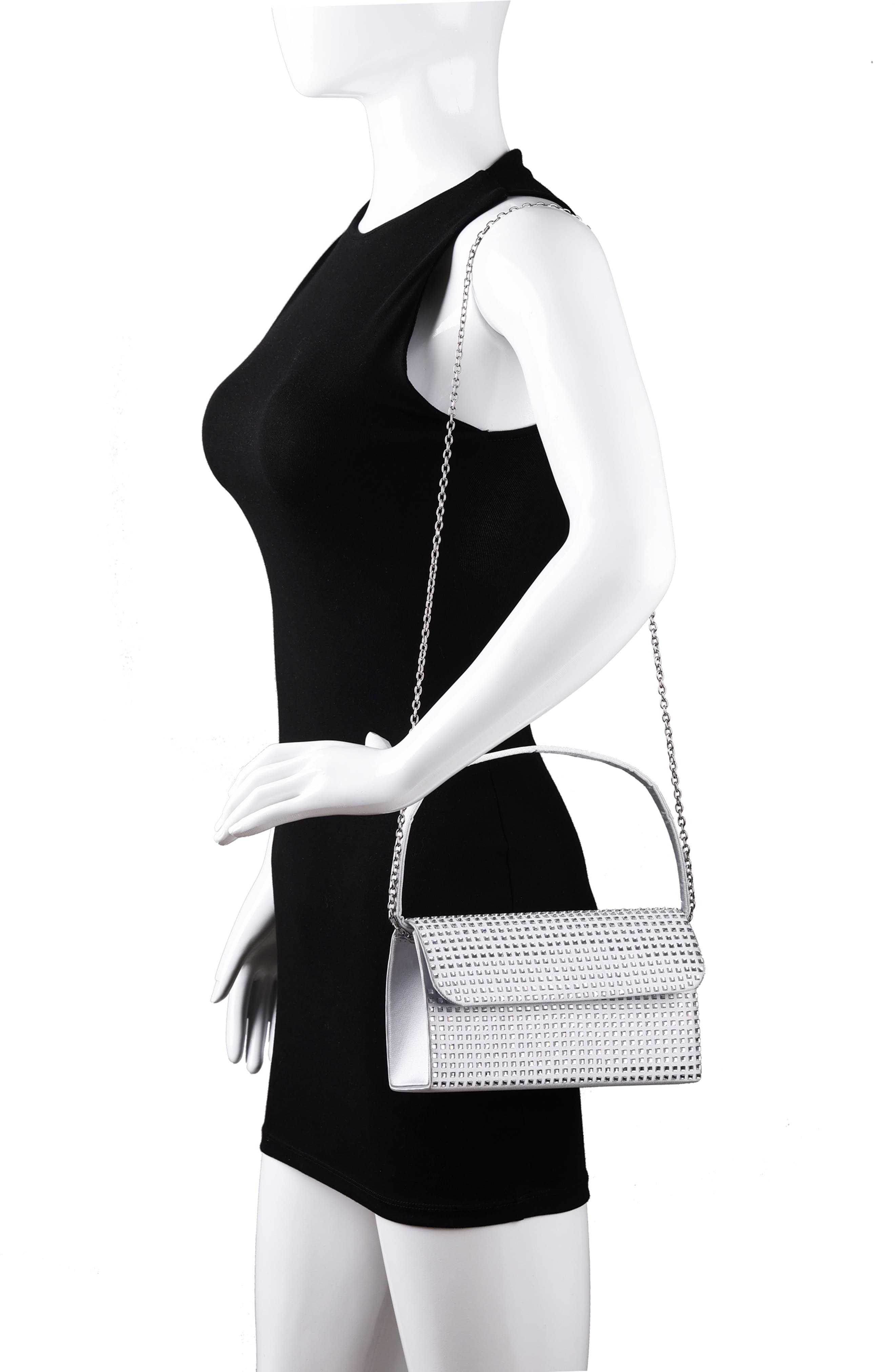 Shana Rhinestone Handbag, Alternate, color, SILVER