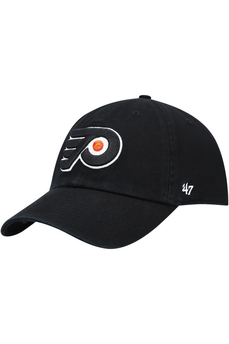 Men's '47 Black Philadelphia Flyers Team Clean Up Adjustable Hat, Main, color, Black