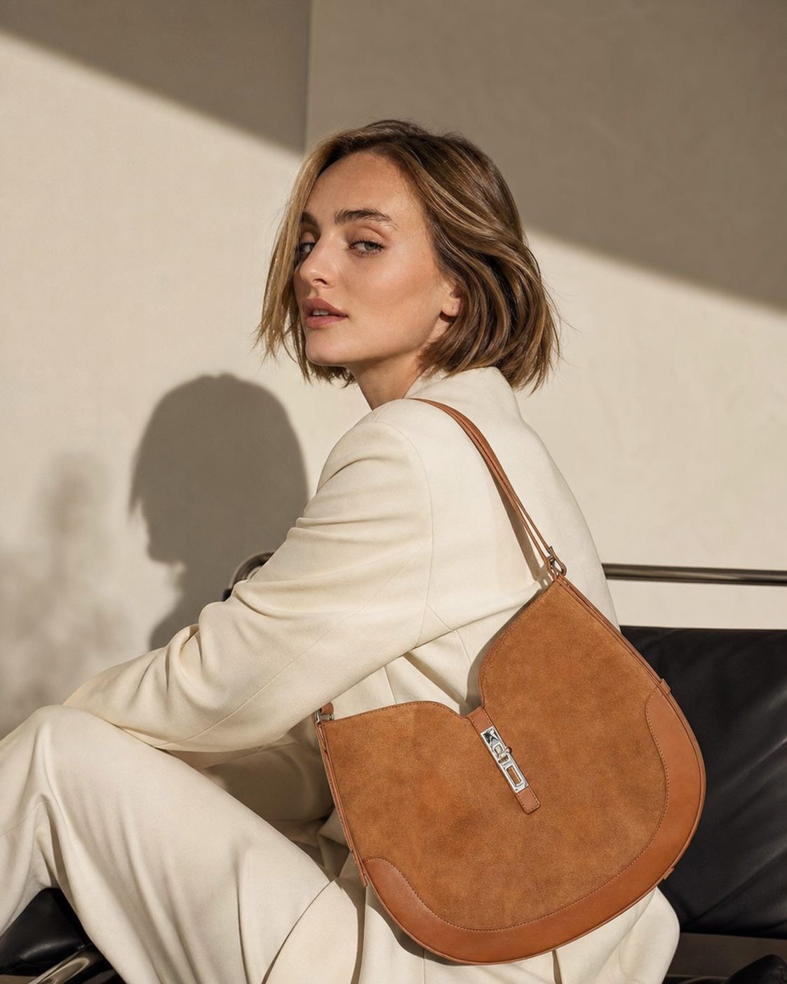 Cotswolds Genuine Suede Leather Shoulder Bag, Alternate, color, Brown