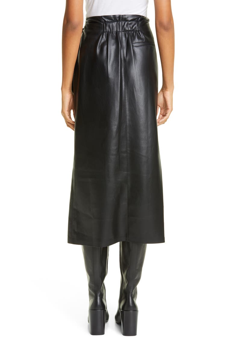 Amas Vegan Leather Wrap Skirt, Alternate, color, BLACK