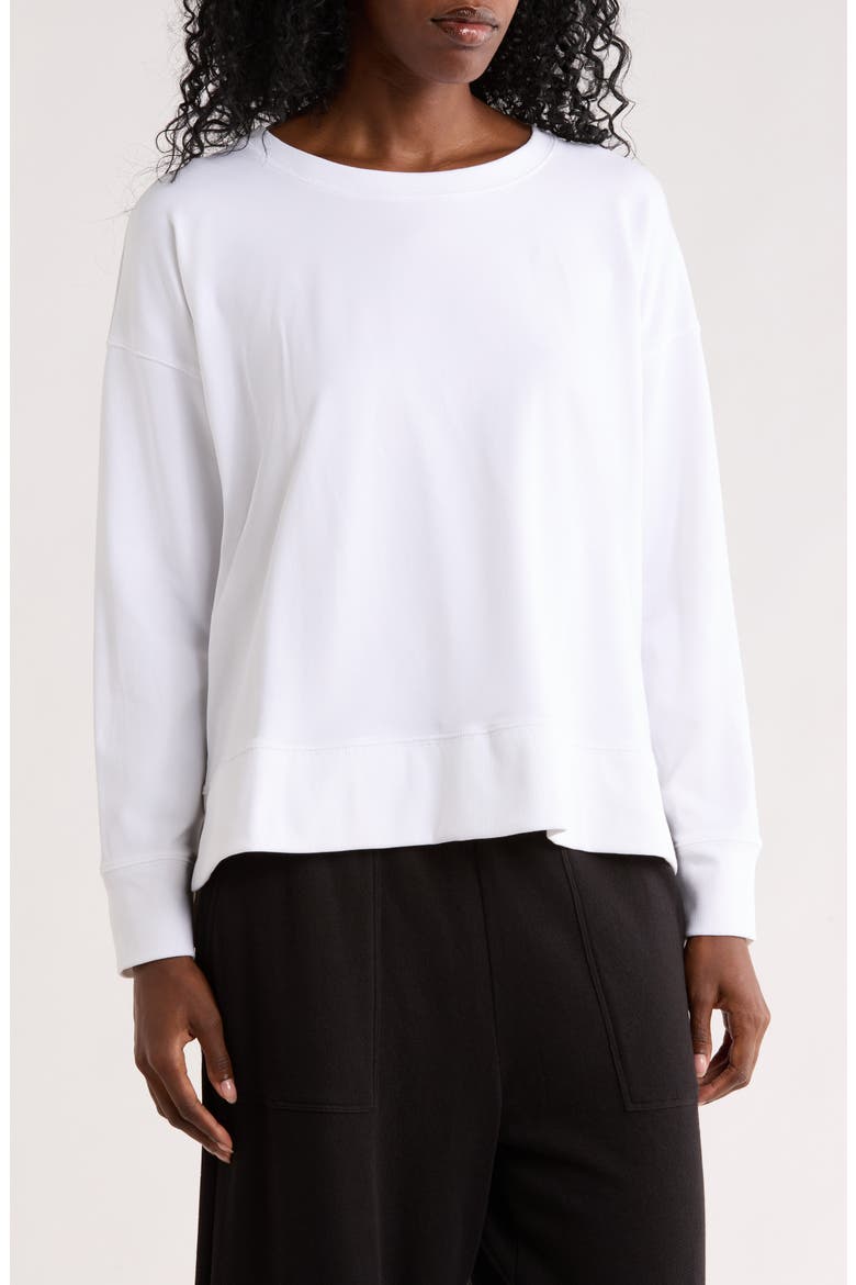 Crewneck Long Sleeve T-Shirt, Main, color, WHITE