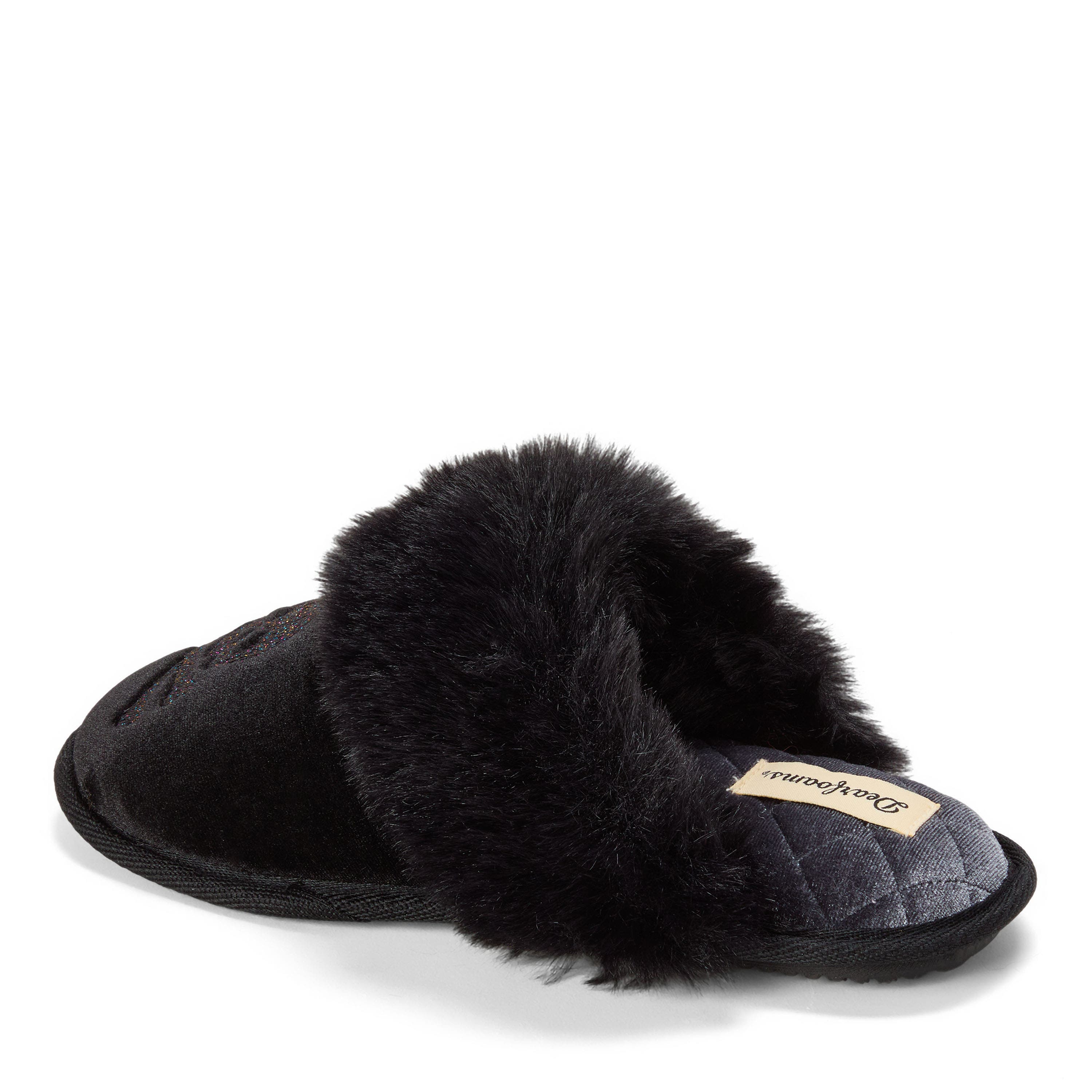 Halloween Velour Scuff Slippers, Alternate, color, BLACK