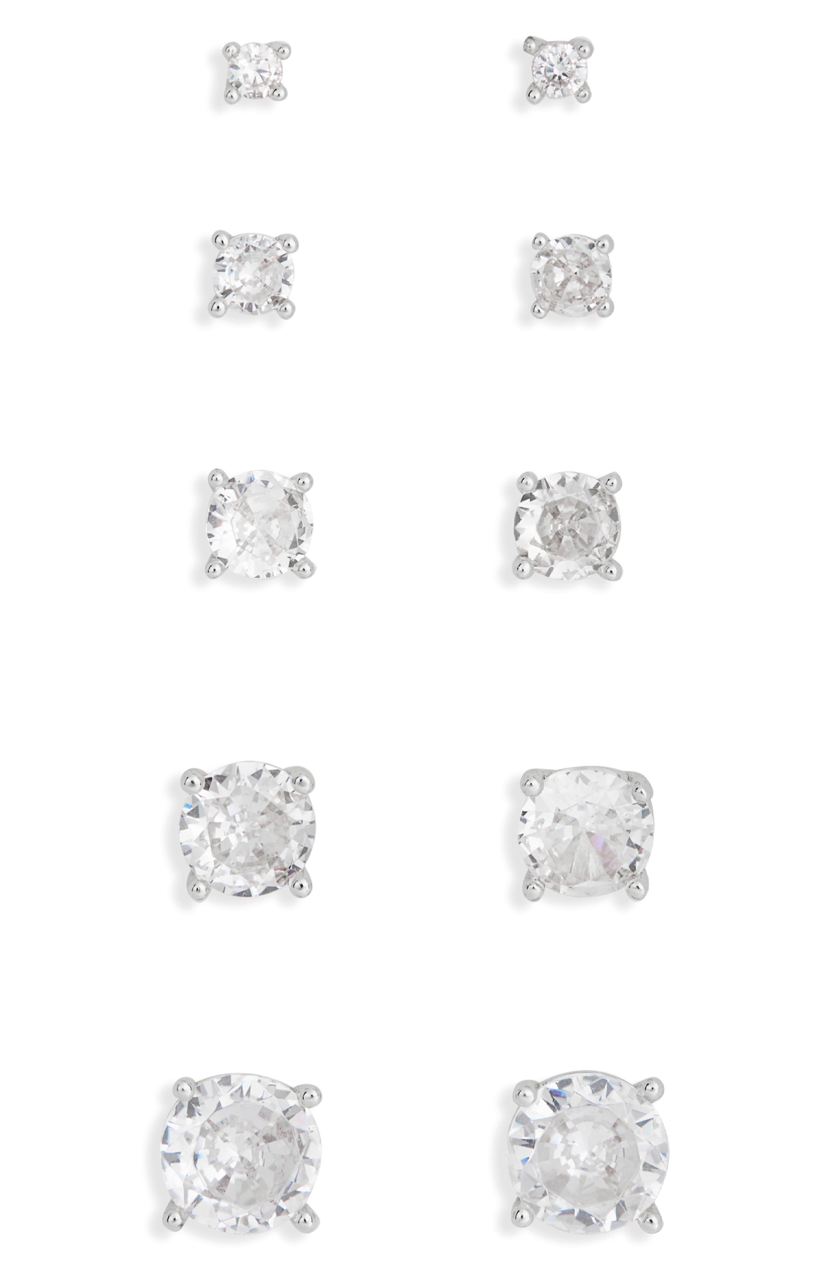NORDSTROM RACK Assorted 5-Pack Cubic Zirconia Round Stud Earrings