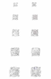 NORDSTROM RACK Assorted 5-Pack Cubic Zirconia Round Stud Earrings