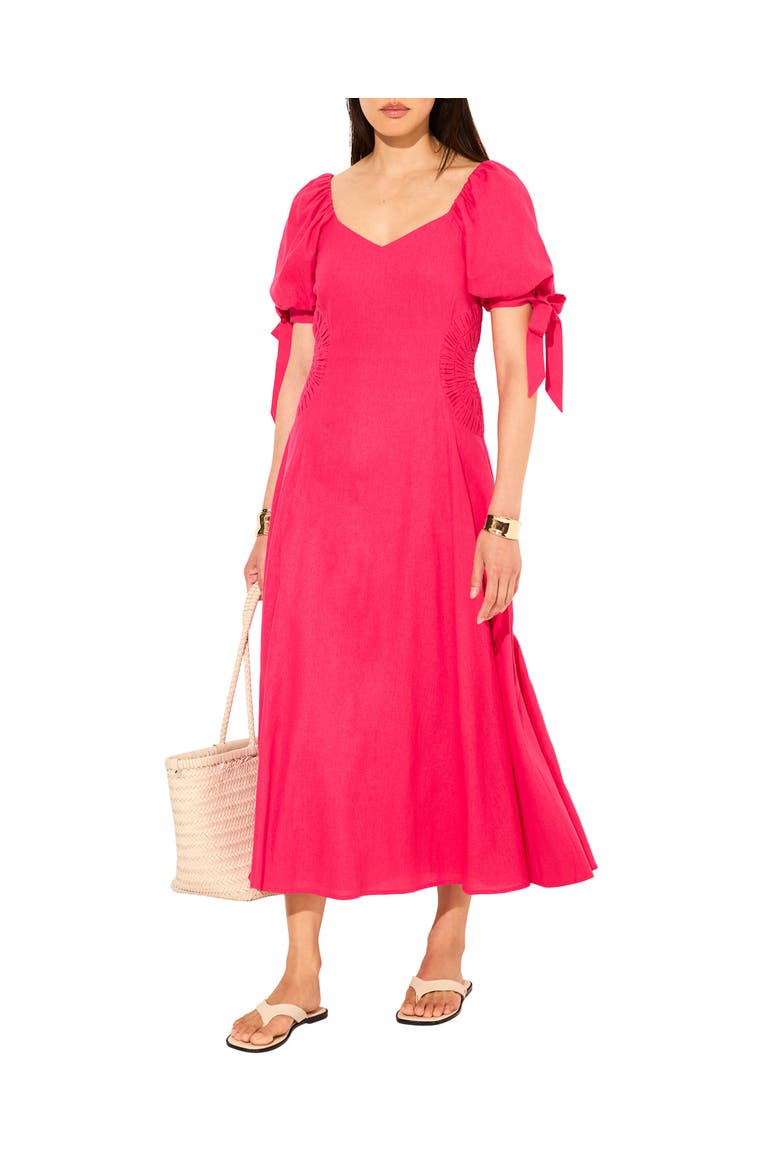 Linen Blend Tie Detail Maxi Dress, Alternate, color, Pink