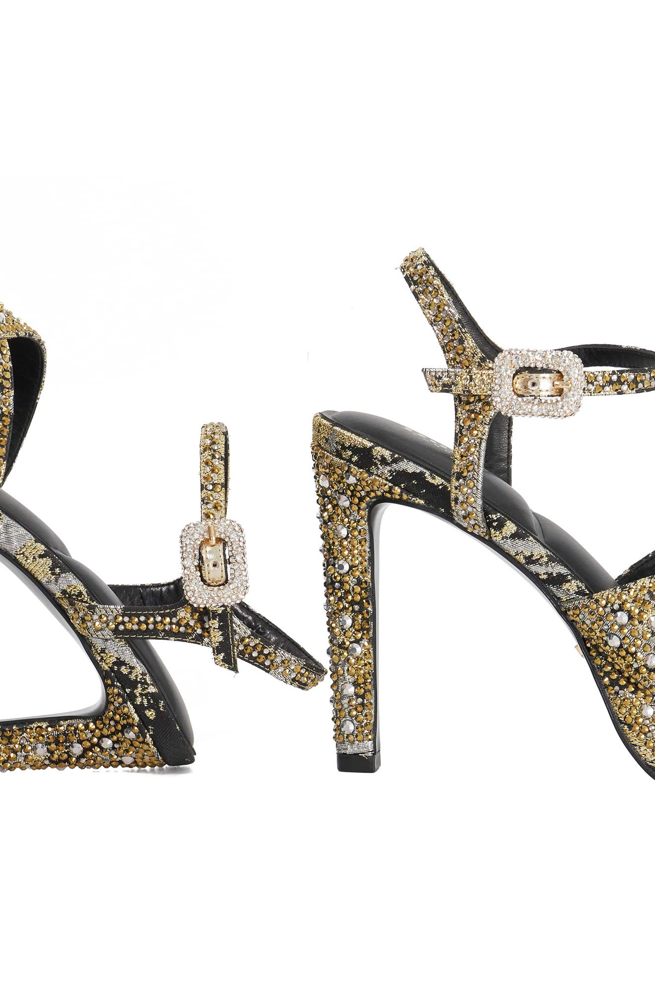 Dune London Mayve Ankle Strap Platform Sandal, Alternate, color, Gold/ Black