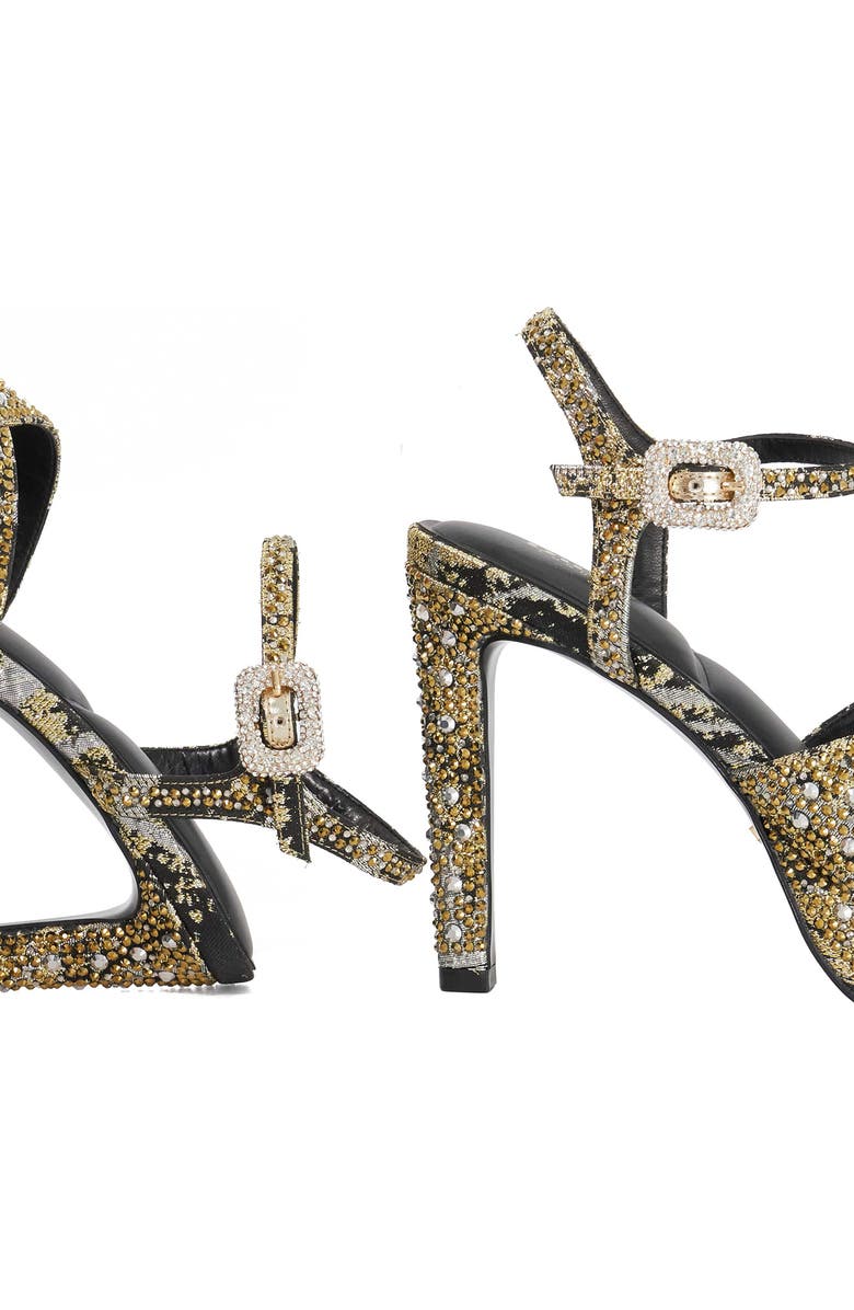 Dune London Mayve Ankle Strap Platform Sandal, Alternate, color, Gold/ Black