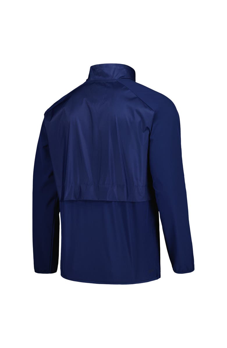 adidas Men's adidas Navy Rhode Island Rams Sideline AEROREADY Raglan Quarter-Zip Jacket, Alternate, color, 