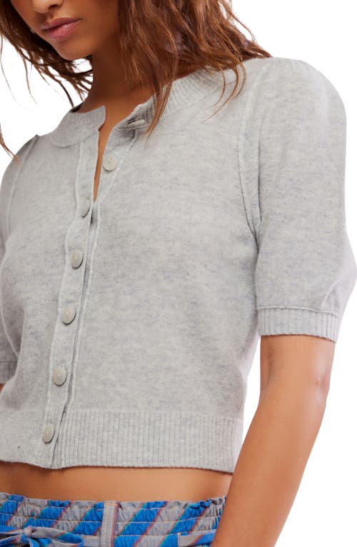 Free People Isla Wool Blend Solid Short Sleeve Cardigan In Gray