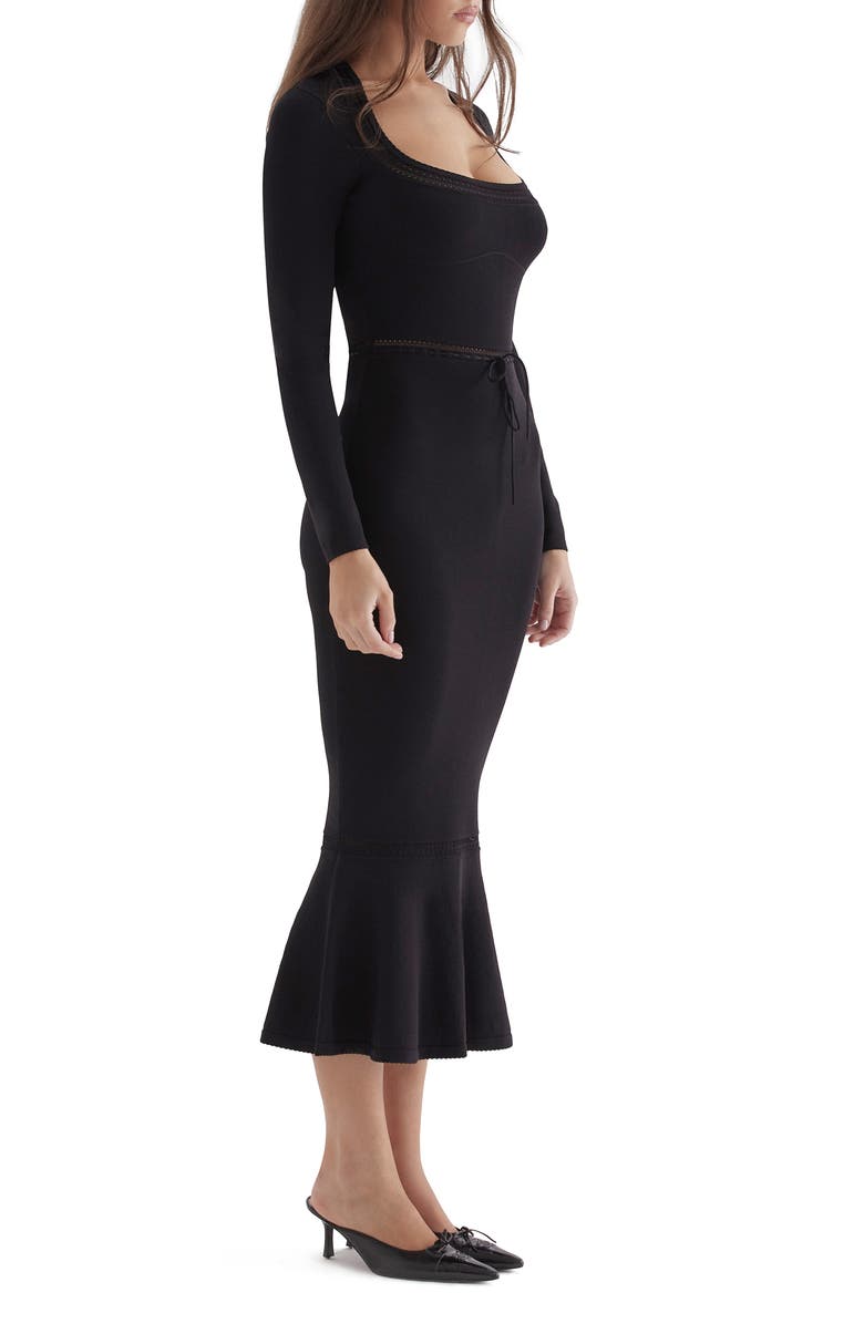HOUSE OF CB Sasha Long Sleeve Midi Dress, Alternate, color, Black