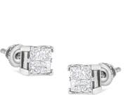 Haus of Brilliance 10K White Gold 3/4 Ct Invisible Princess Composite Square Stud Earrings