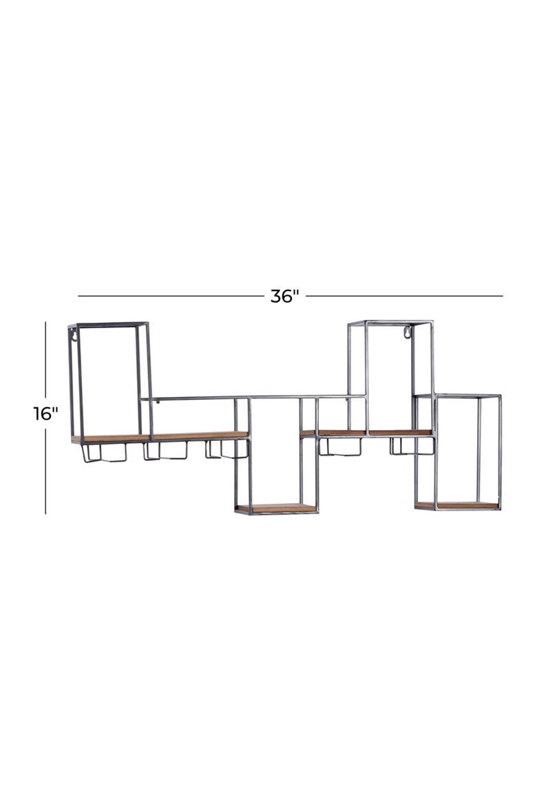SONOMA SAGE HOME Black Metal 7-Bottle Geometric Wall Wine Rack with 5 ...