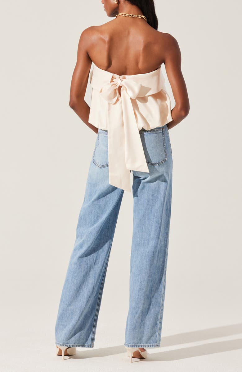 ASTR the Label Khloe Strapless Bow Bubble Hem Top, Alternate, color, Champagne