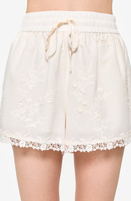 Cami Nyc Eila Lace Trim Cotton Drawstring Shorts In Macadamia