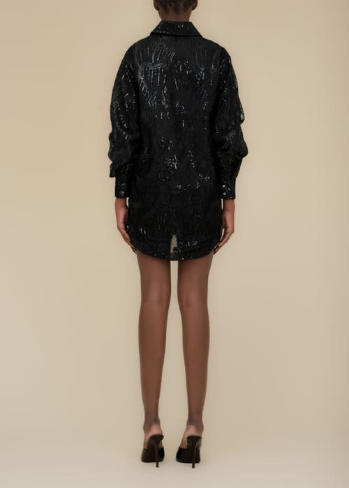 Contessa Mills Wicca Sheer Oversized Embroidered Tulle Dress In Black