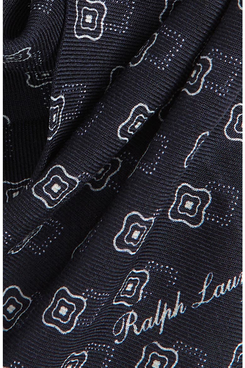 Flower Silk Foulard Neckerchief, Alternate, color, NAVY