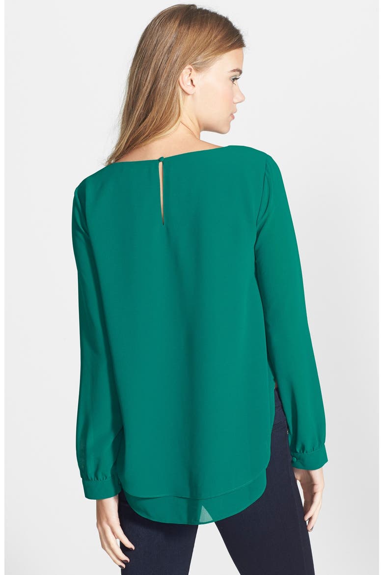 Layered Chiffon Blouse, Alternate, color, EMERALD