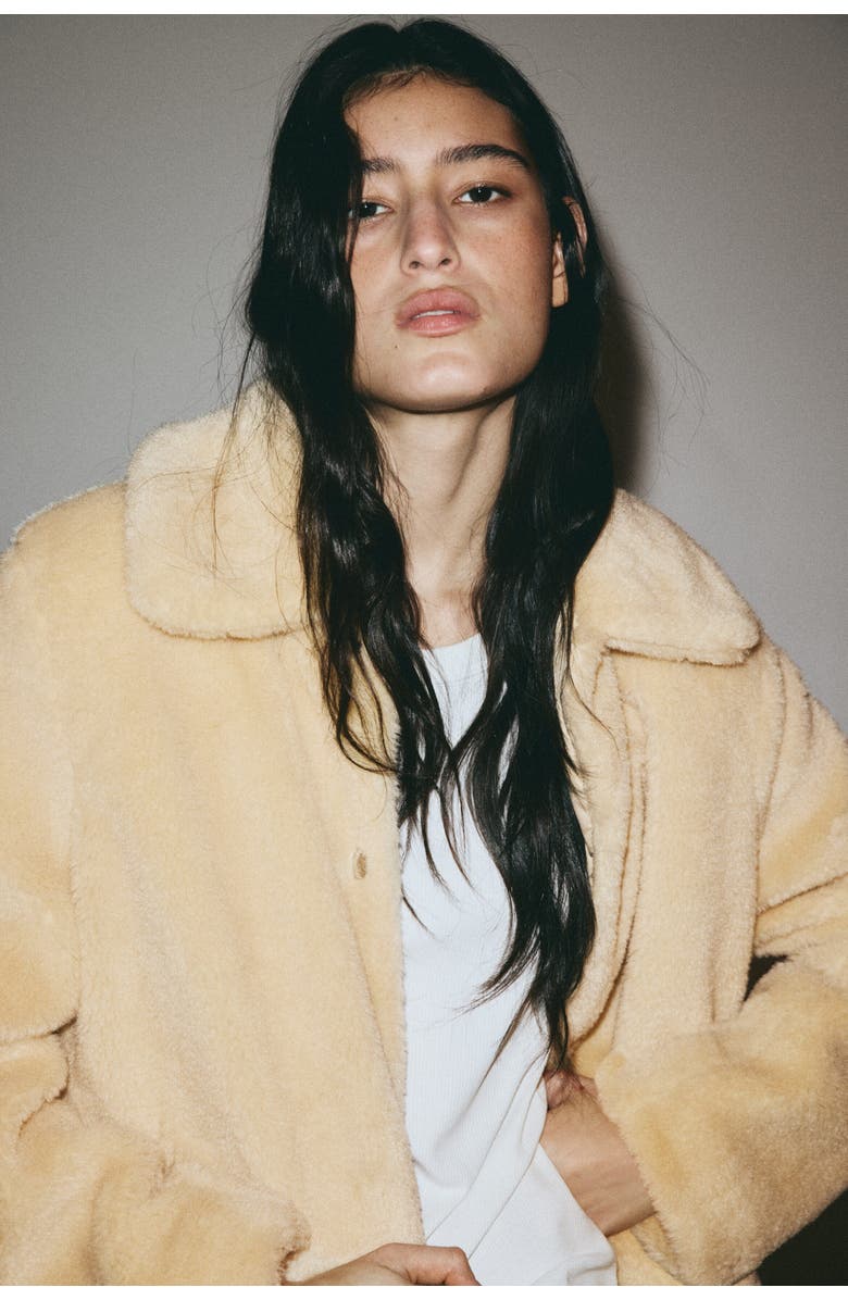 H&M Pile Jacket, Main, color, Beige