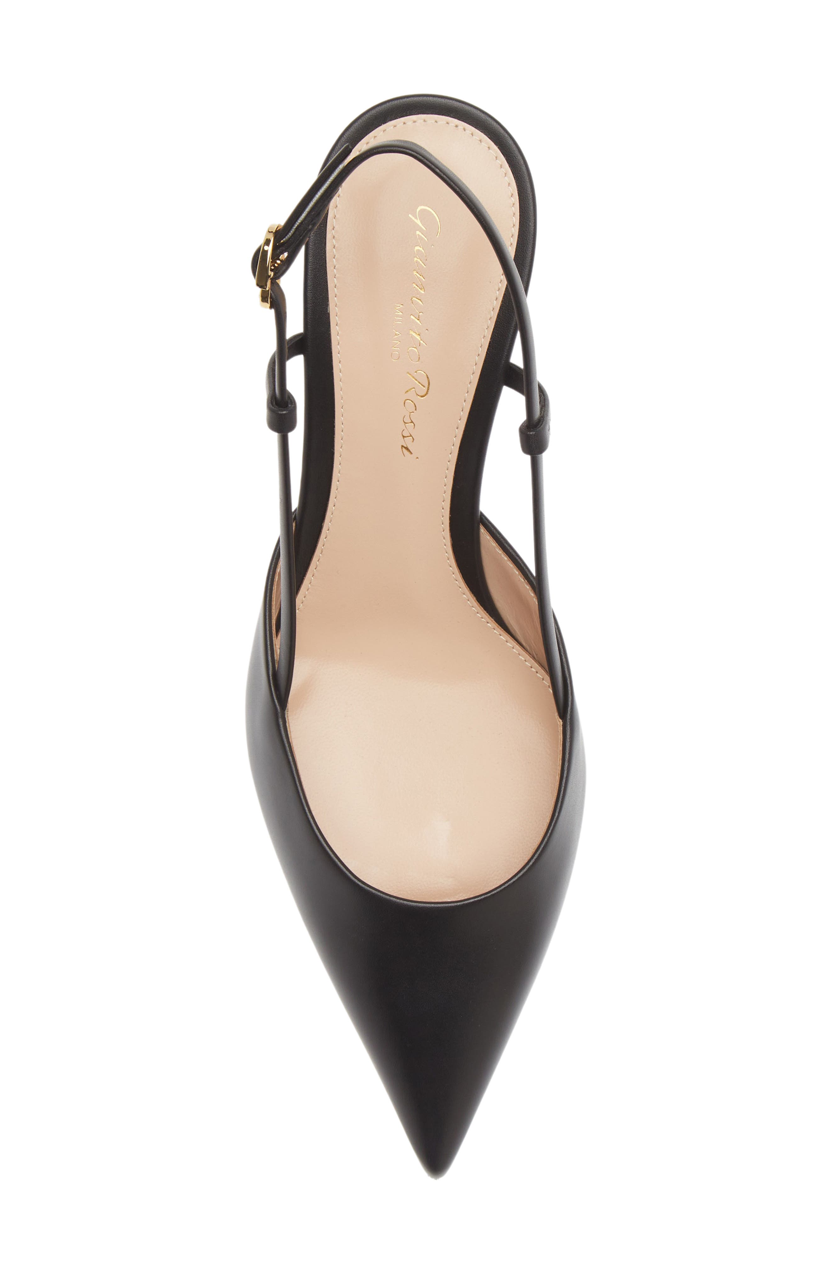 Gianvito Rossi Kitten Heel Slingback Pointed Toe Pump, Alternate, color, Black
