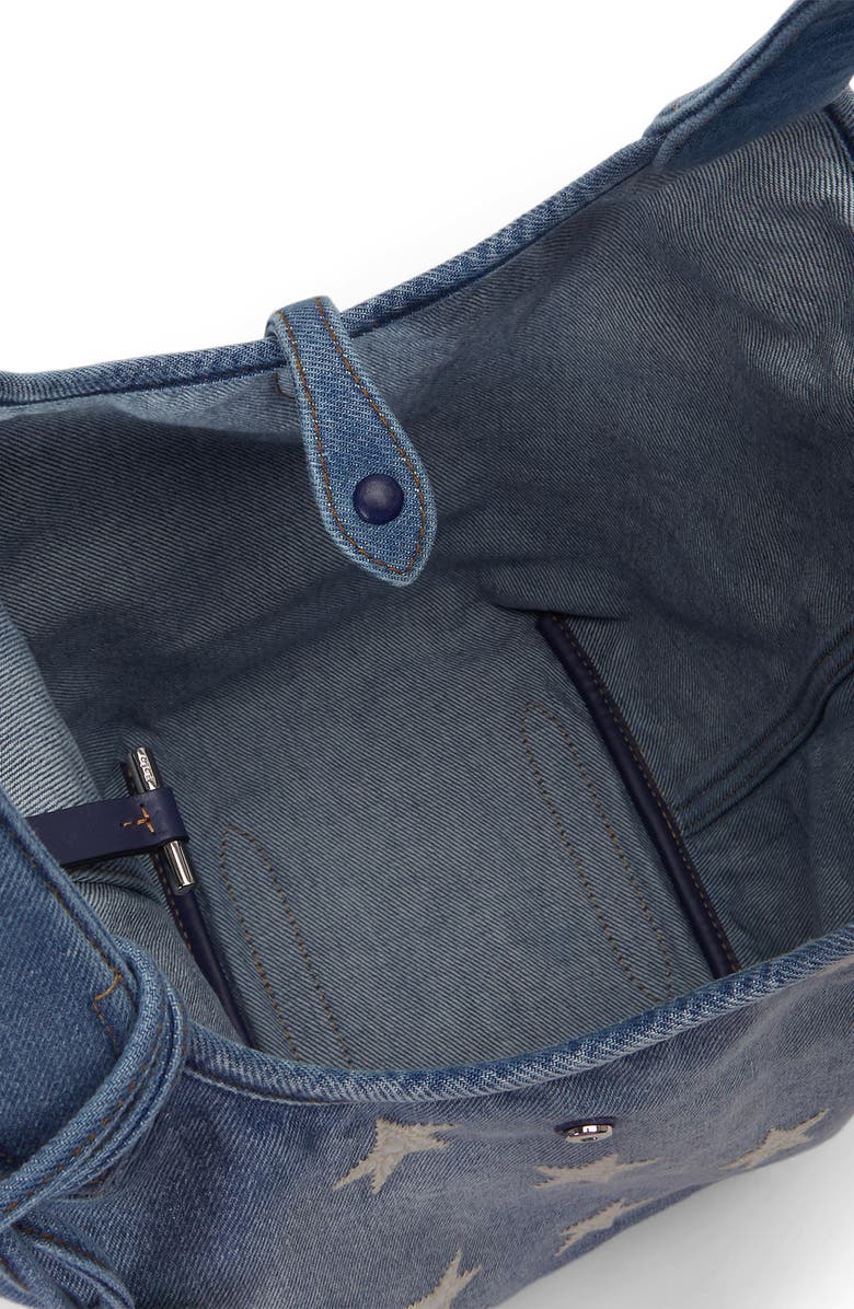 Polo Ralph Lauren Medium Star Print Denim Tote, Alternate, color, Christy Wash