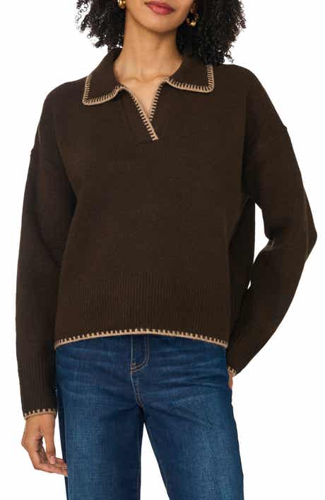 Stitch Trim Johnny Collar Sweater
