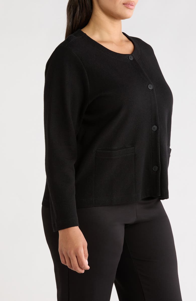 Eileen Fisher Button Front Organic Cotton Jacket, Alternate, color, Black