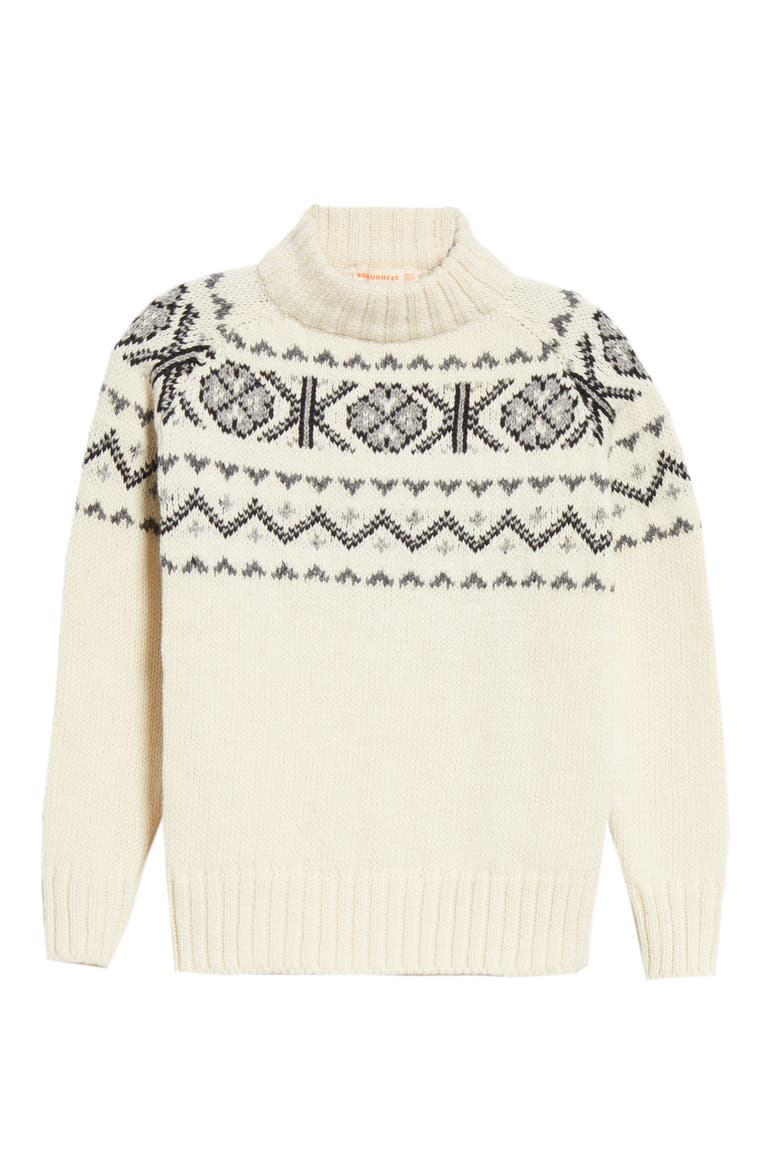 Malin Fair Isle Wool Sweater, Alternate, color, ECRU/ BLACK