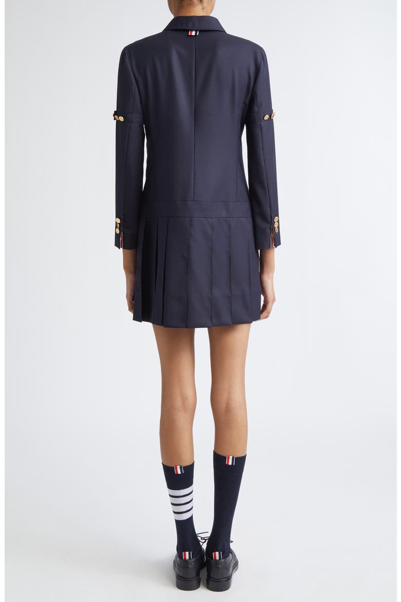 Long Sleeve Pleated Wool Blazer Dress, Alternate, color, NAVY