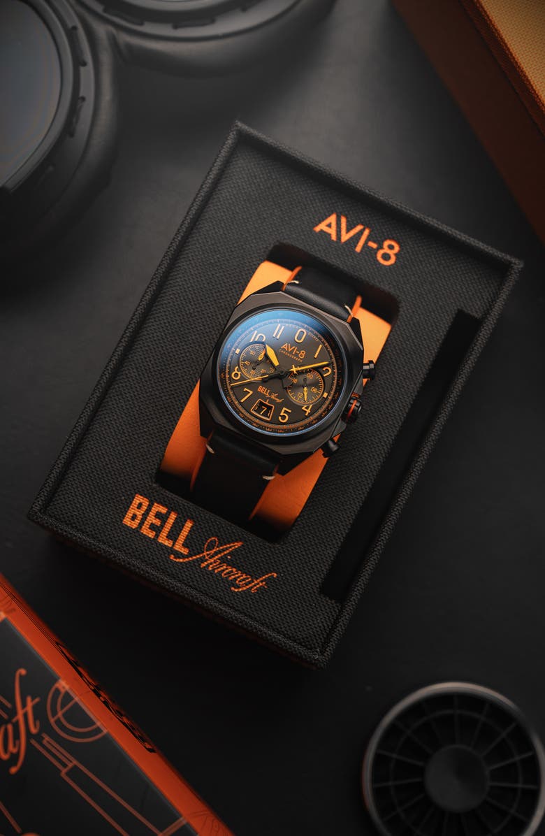 AVI-8 Bell X-1 Machbuster Chronograph Watch, 41mm, Alternate, color, Black