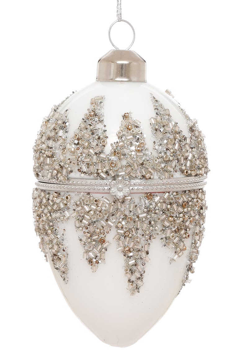 Jeweled Egg Ornament, Set of 6, Main, color, Ivory