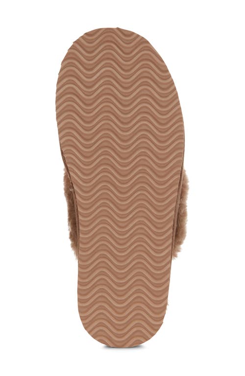 Floopi Faux Suede Faux Fur Lined Slipper In Brown