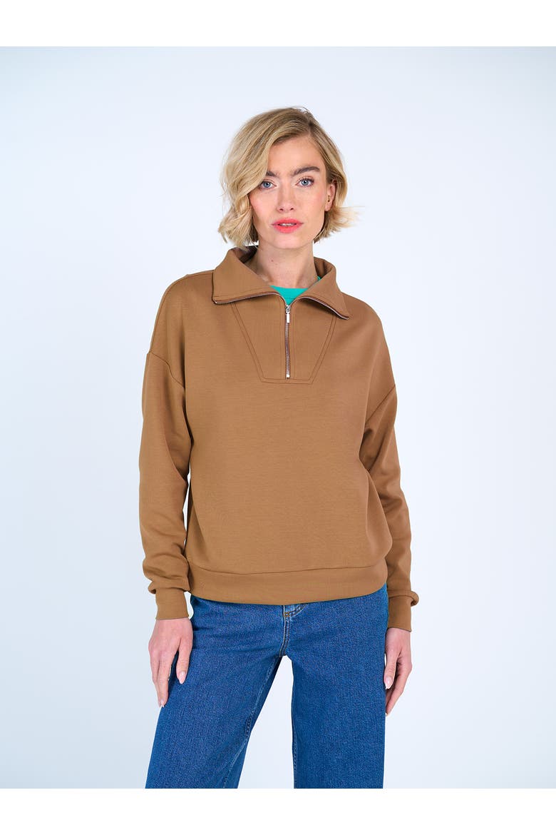 1/4 Zip Soft Feel Sweatshirt, Main, color, Coffee