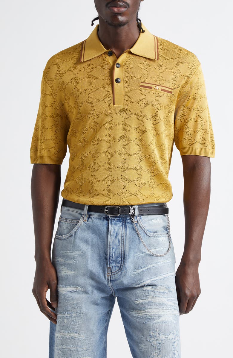 AMIRI MA Quad Tipped Pointelle Polo, Main, color, 