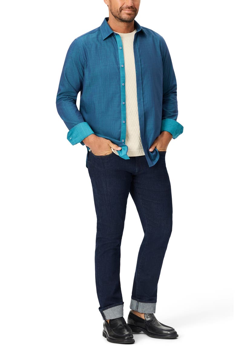 Kerrington Cotton Button Up Shirt, Alternate, color, TURQUOISE