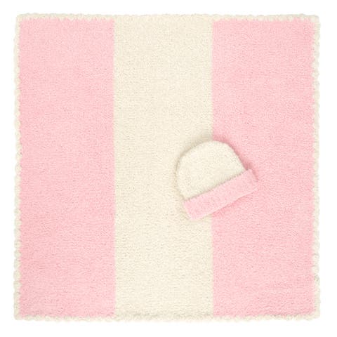 Baby Blanket - Center Stripe w/ Cap - Chenilla Classic