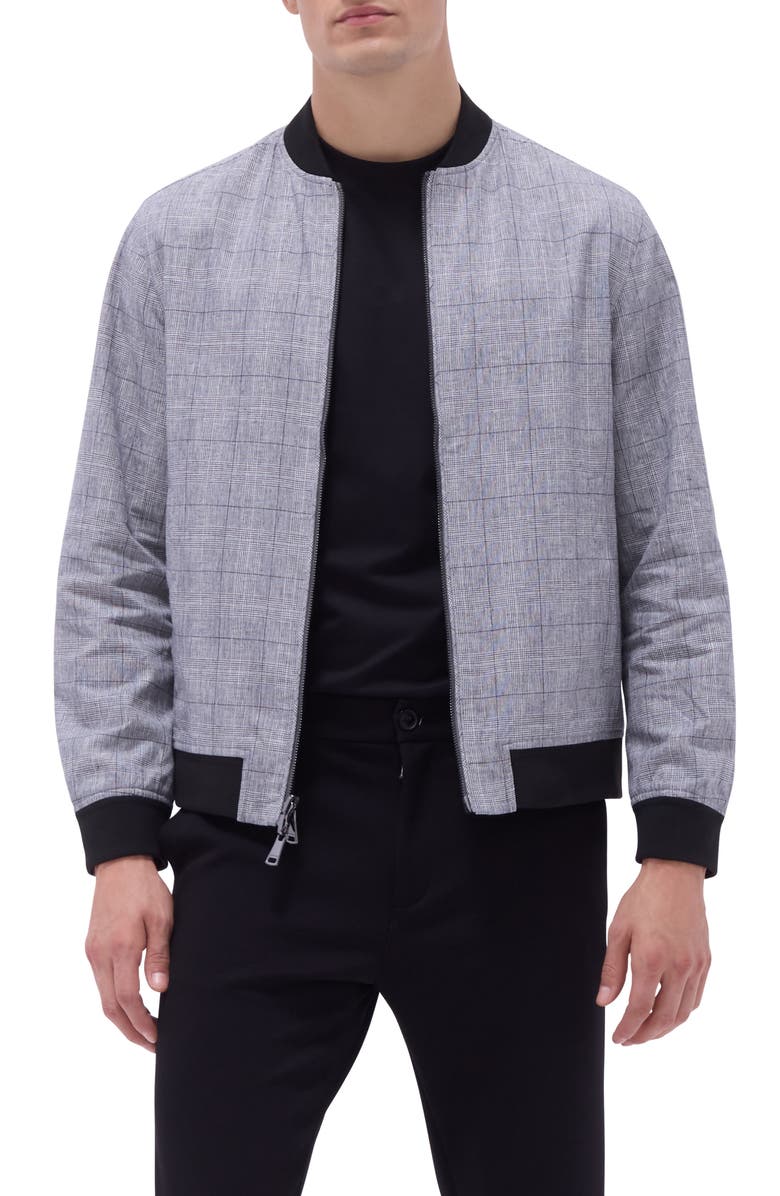 Bugatchi Reversible Linen Blend Bomber Jacket, Main, color, 