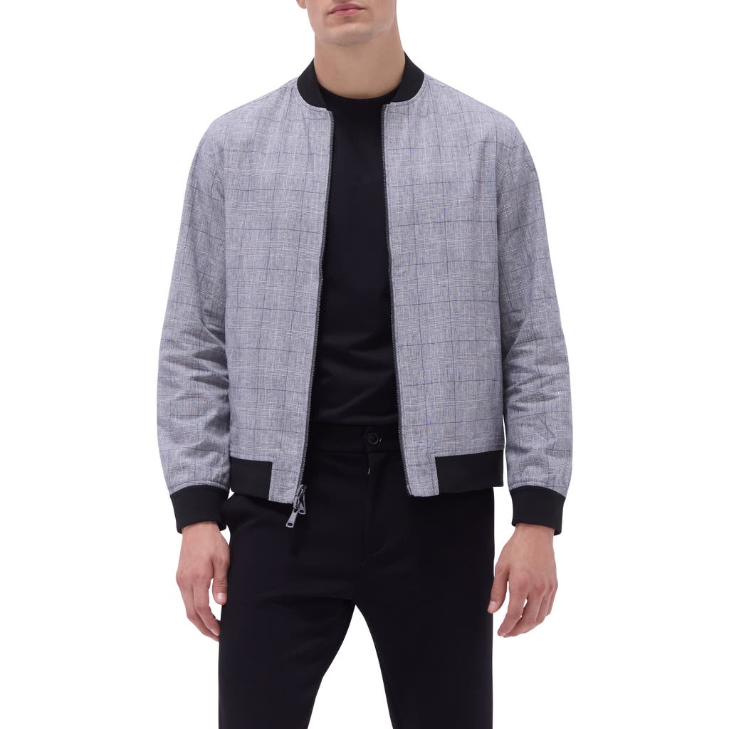 BUGATCHI BUGATCHI REVERSIBLE LINEN BLEND BOMBER JACKET
