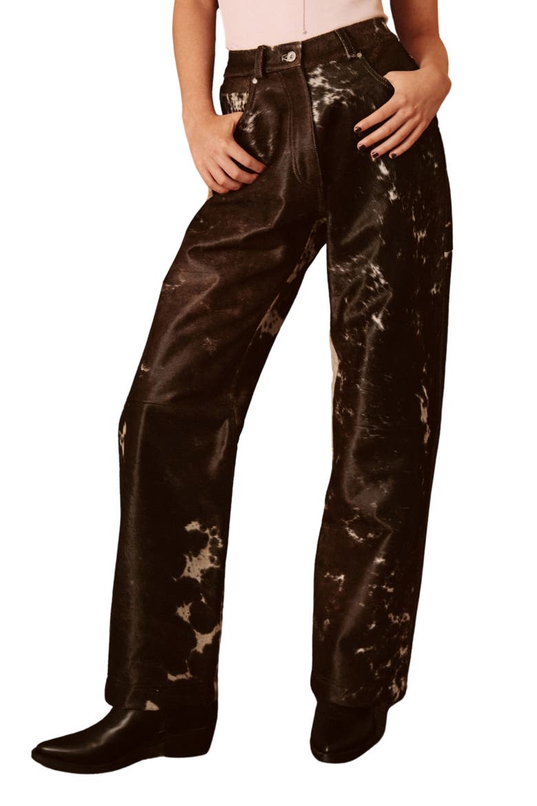 Limited Cow Hide Leather Pants, Main, color, Animal