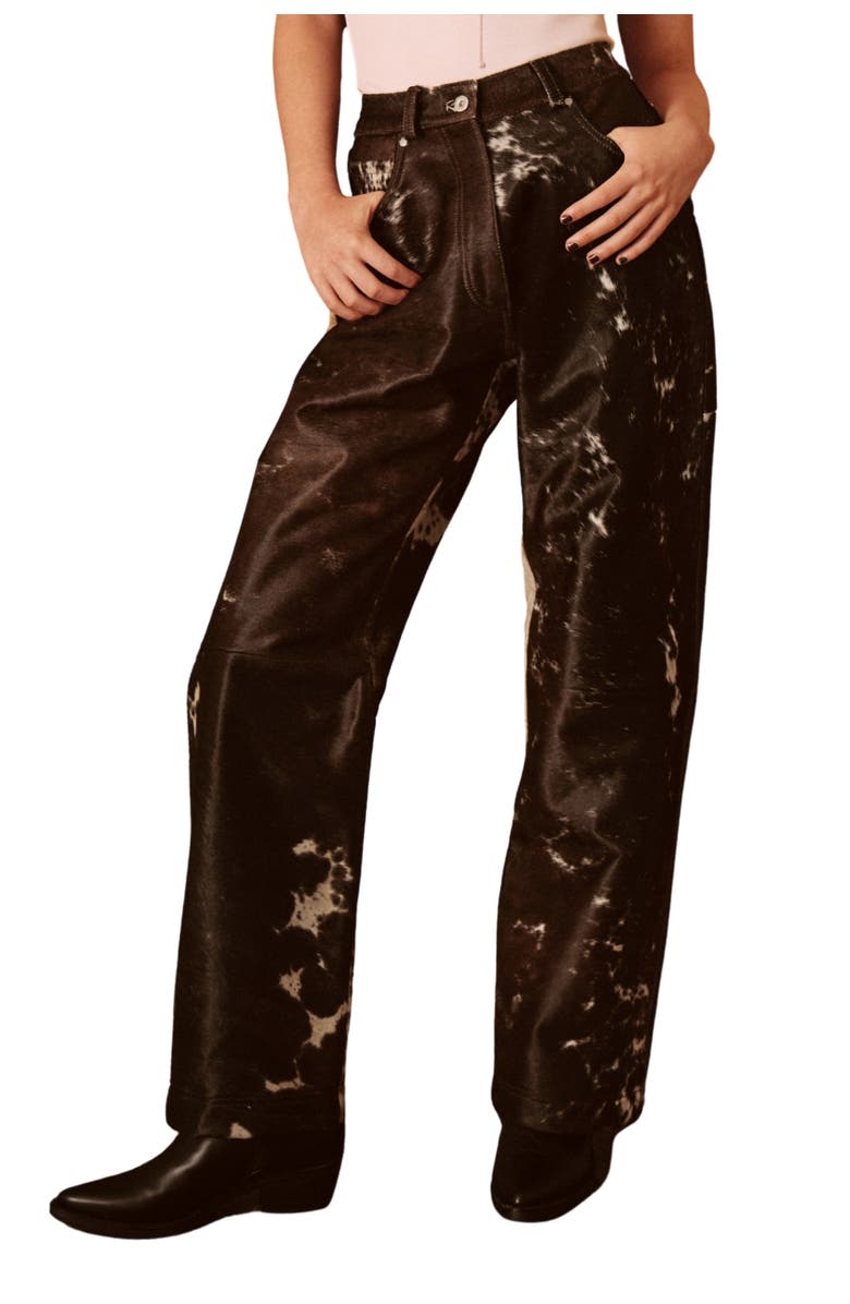 NASTY GAL Limited Cow Hide Leather Pants, Main, color, Animal